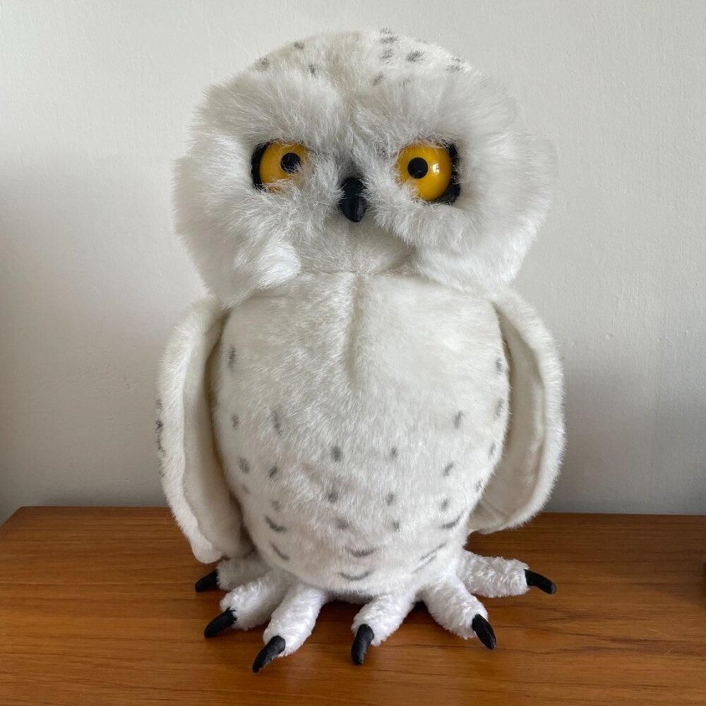 Snowy Owl Plush White Yellow Eyes Standing 15” Plushie (2000) Discovery Channel
